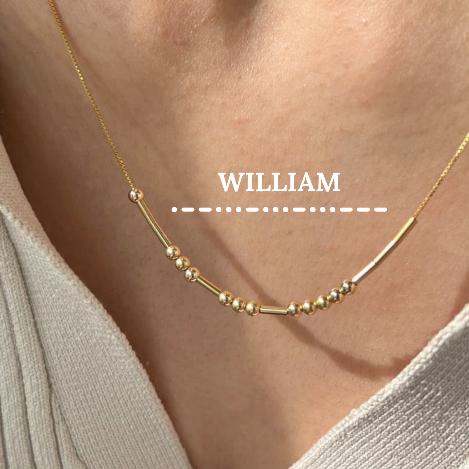Collier Code Morse Or Sur Mesure